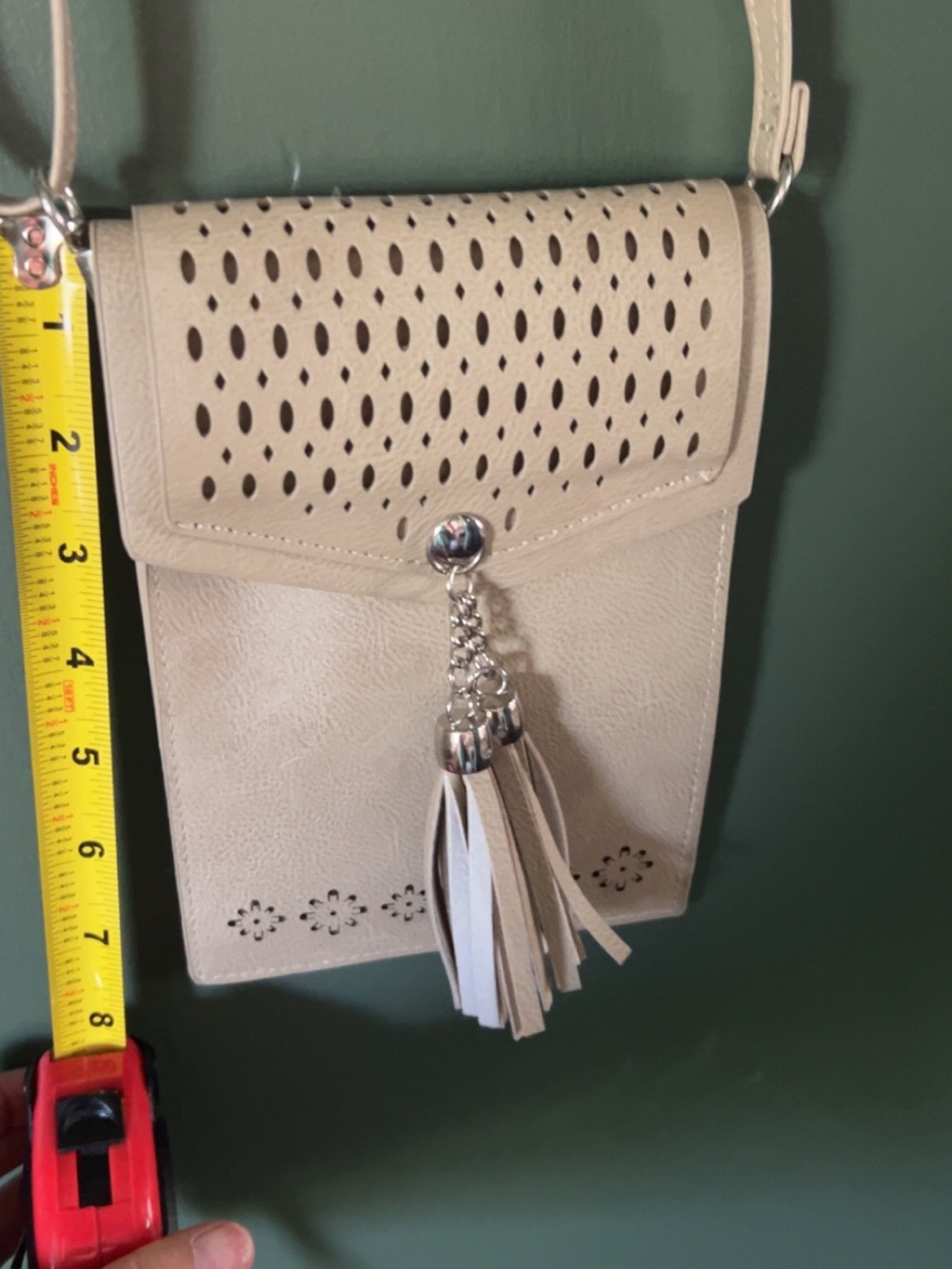 Beige Tassel Crossbody Phone Bag - Women's Small Shoulder Purse
